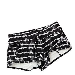 NWT Athleta Girl XS/6 Cannonball Swim Shorts Black White‎ Tie Dye Beach Modest